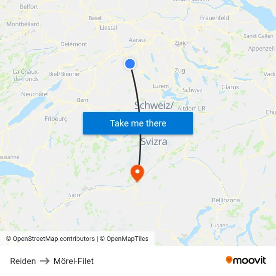 Reiden to Mörel-Filet map