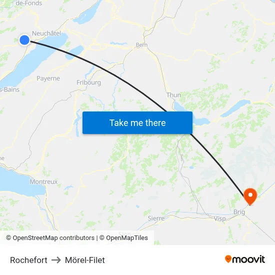 Rochefort to Mörel-Filet map