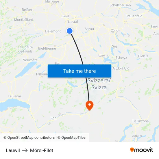 Lauwil to Mörel-Filet map