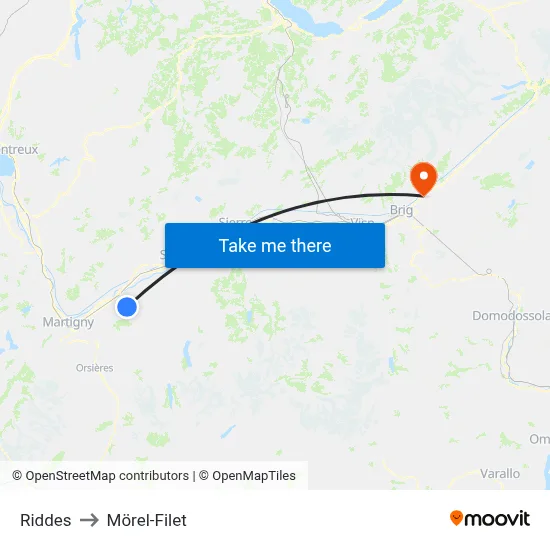 Riddes to Mörel-Filet map