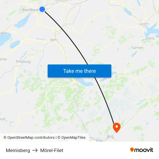 Meinisberg to Mörel-Filet map