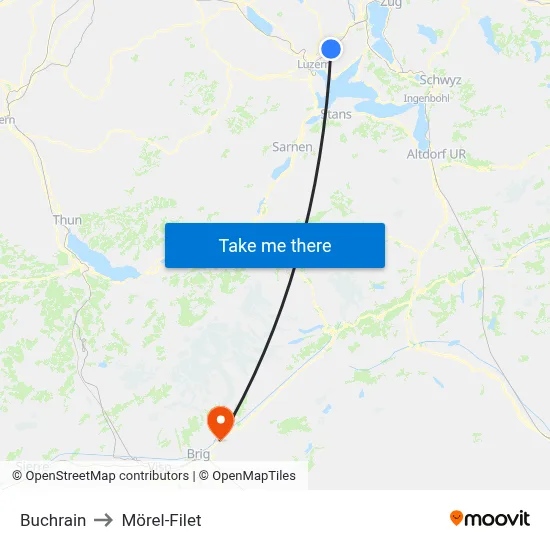 Buchrain to Mörel-Filet map
