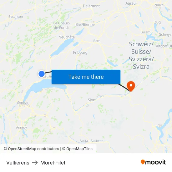 Vullierens to Mörel-Filet map