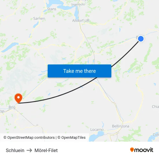 Schluein to Mörel-Filet map