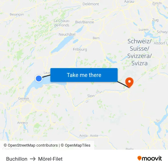 Buchillon to Mörel-Filet map