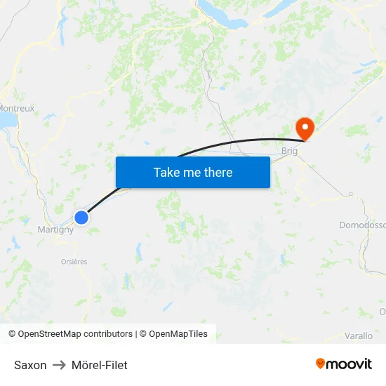 Saxon to Mörel-Filet map