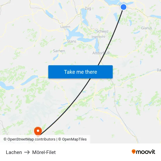 Lachen to Mörel-Filet map