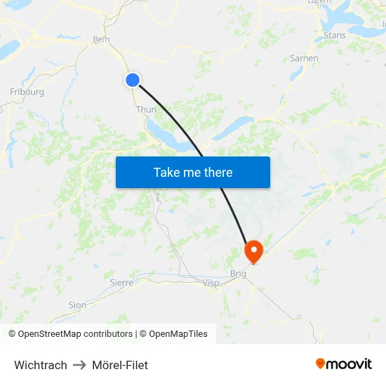 Wichtrach to Mörel-Filet map