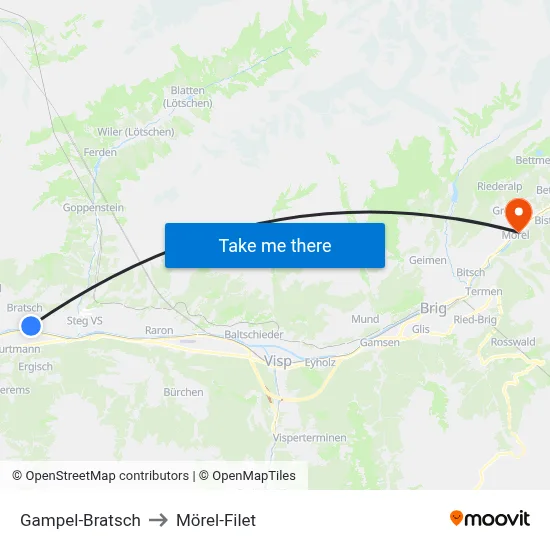 Gampel-Bratsch to Mörel-Filet map