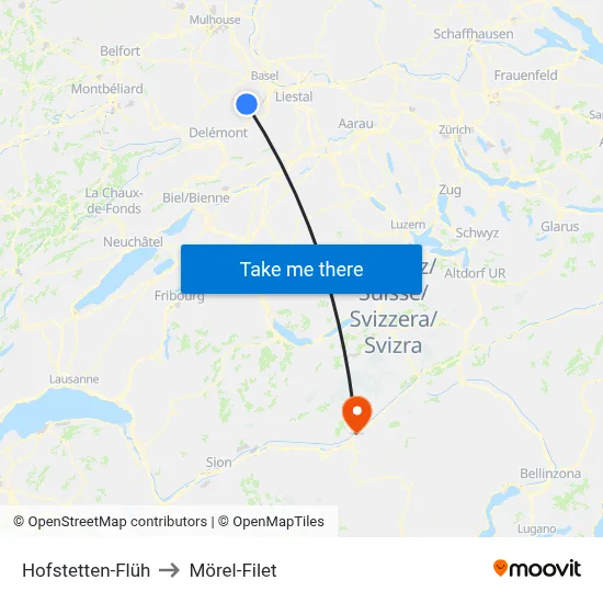 Hofstetten-Flüh to Mörel-Filet map