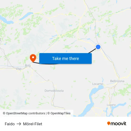 Faido to Mörel-Filet map
