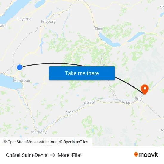 Châtel-Saint-Denis to Mörel-Filet map