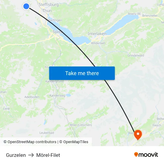 Gurzelen to Mörel-Filet map
