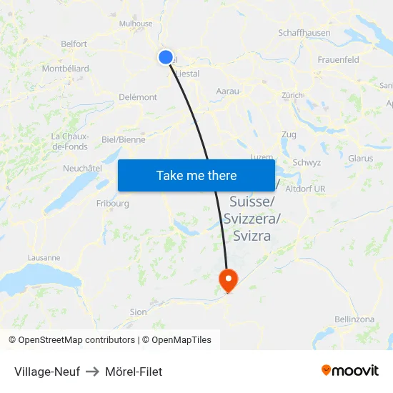 Village-Neuf to Mörel-Filet map