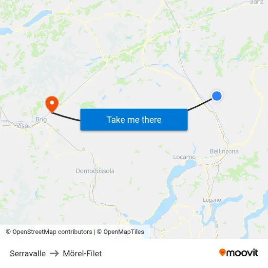 Serravalle to Mörel-Filet map