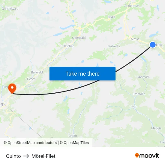 Quinto to Mörel-Filet map