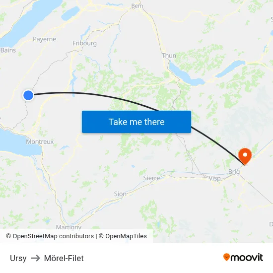 Ursy to Mörel-Filet map