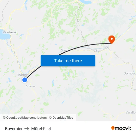 Bovernier to Mörel-Filet map