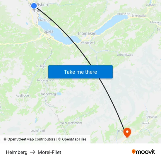 Heimberg to Mörel-Filet map