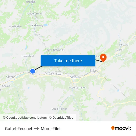 Guttet-Feschel to Mörel-Filet map