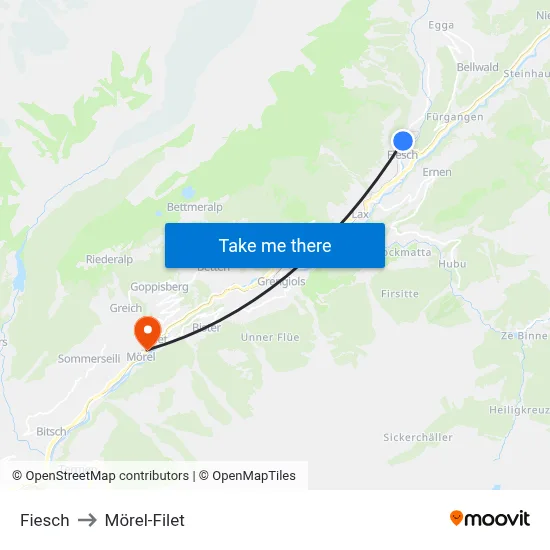 Fiesch to Mörel-Filet map