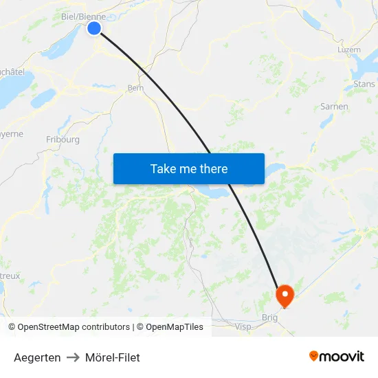 Aegerten to Mörel-Filet map