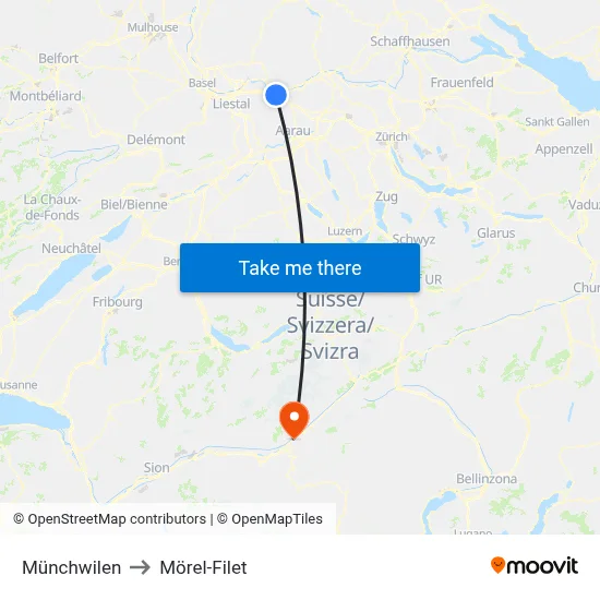 Münchwilen to Mörel-Filet map