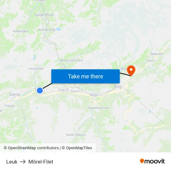 Leuk to Mörel-Filet map