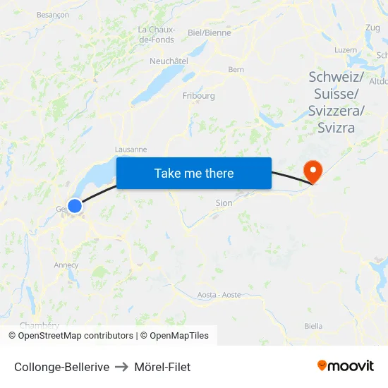 Collonge-Bellerive to Mörel-Filet map