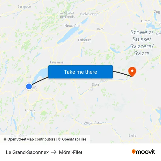 Le Grand-Saconnex to Mörel-Filet map