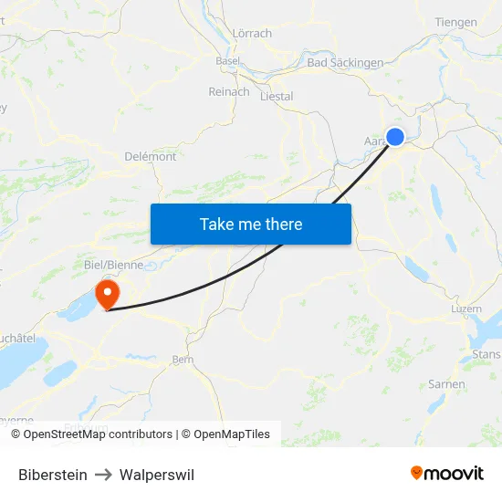 Biberstein to Walperswil map