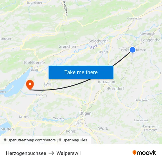 Herzogenbuchsee to Walperswil map