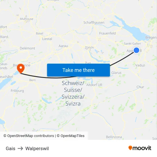 Gais to Walperswil map