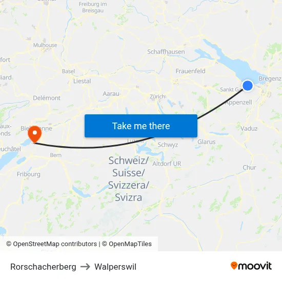 Rorschacherberg to Walperswil map