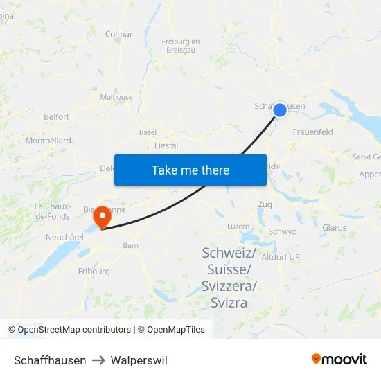 Schaffhausen to Walperswil map