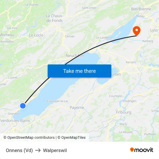 Onnens (Vd) to Walperswil map
