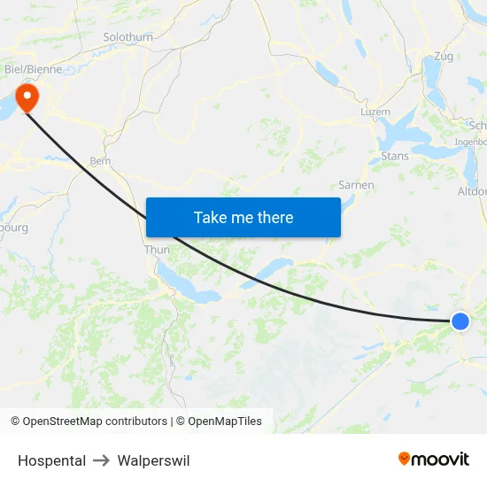 Hospental to Walperswil map