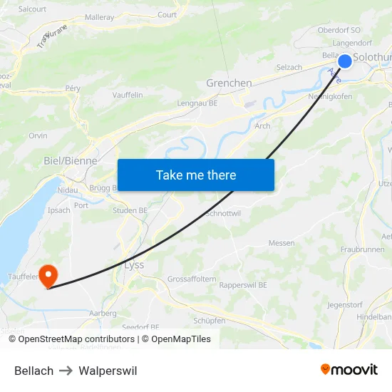 Bellach to Walperswil map