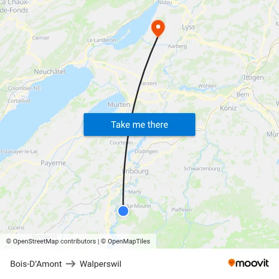Bois-D’Amont to Walperswil map