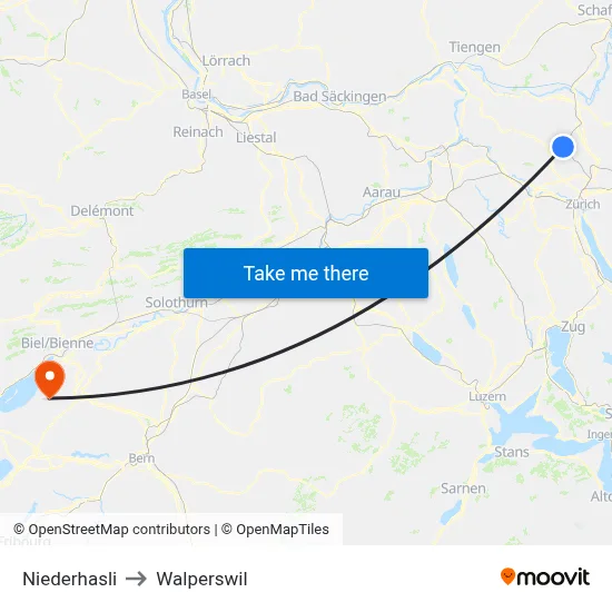 Niederhasli to Walperswil map