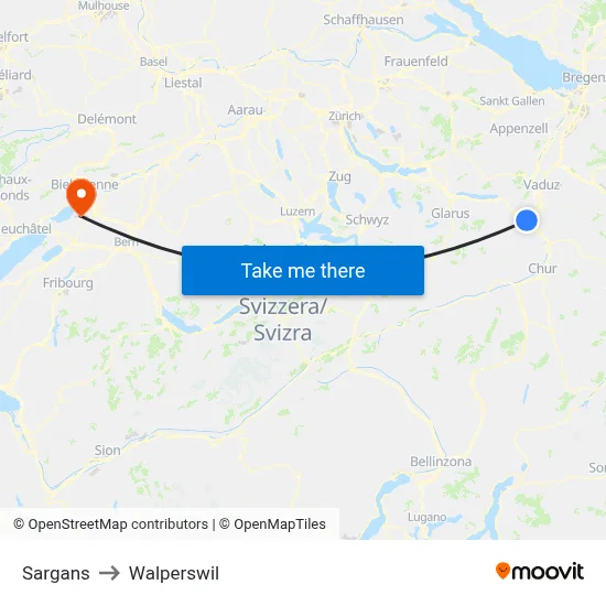 Sargans to Walperswil map