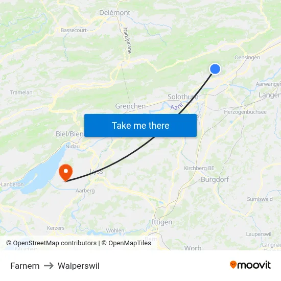 Farnern to Walperswil map
