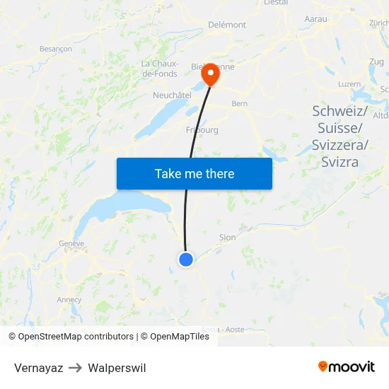 Vernayaz to Walperswil map