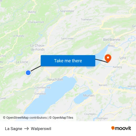 La Sagne to Walperswil map