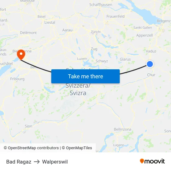 Bad Ragaz to Walperswil map