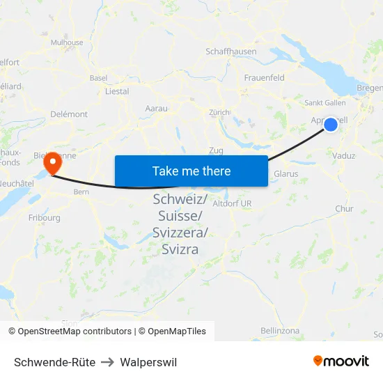 Schwende-Rüte to Walperswil map