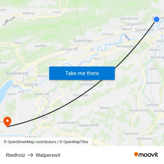 Riedholz to Walperswil map