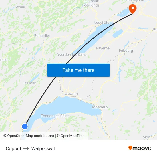 Coppet to Walperswil map