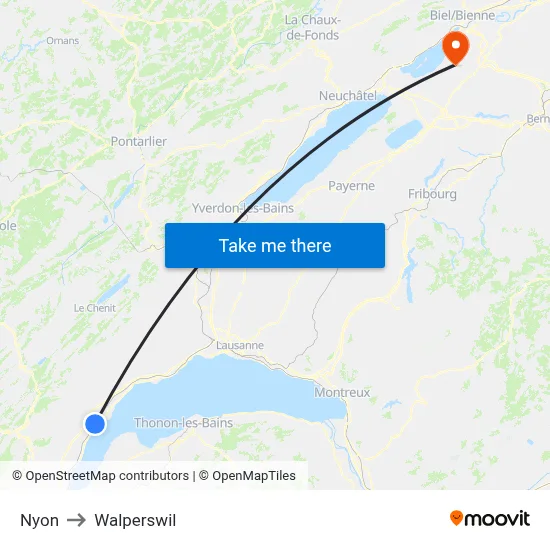 Nyon to Walperswil map