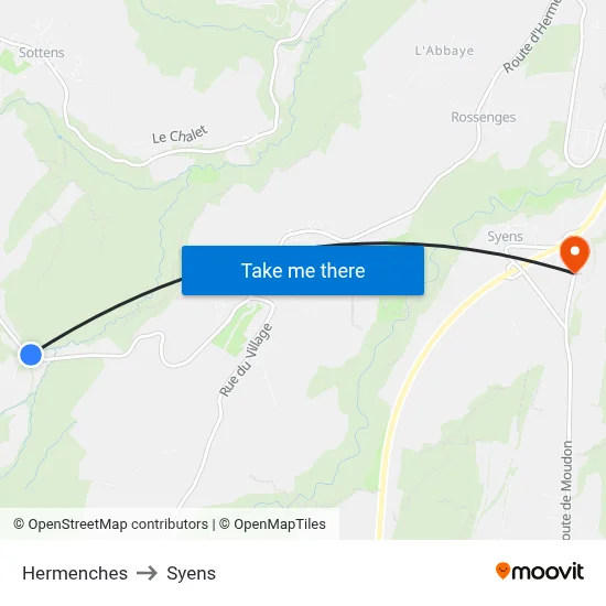 Hermenches to Syens map